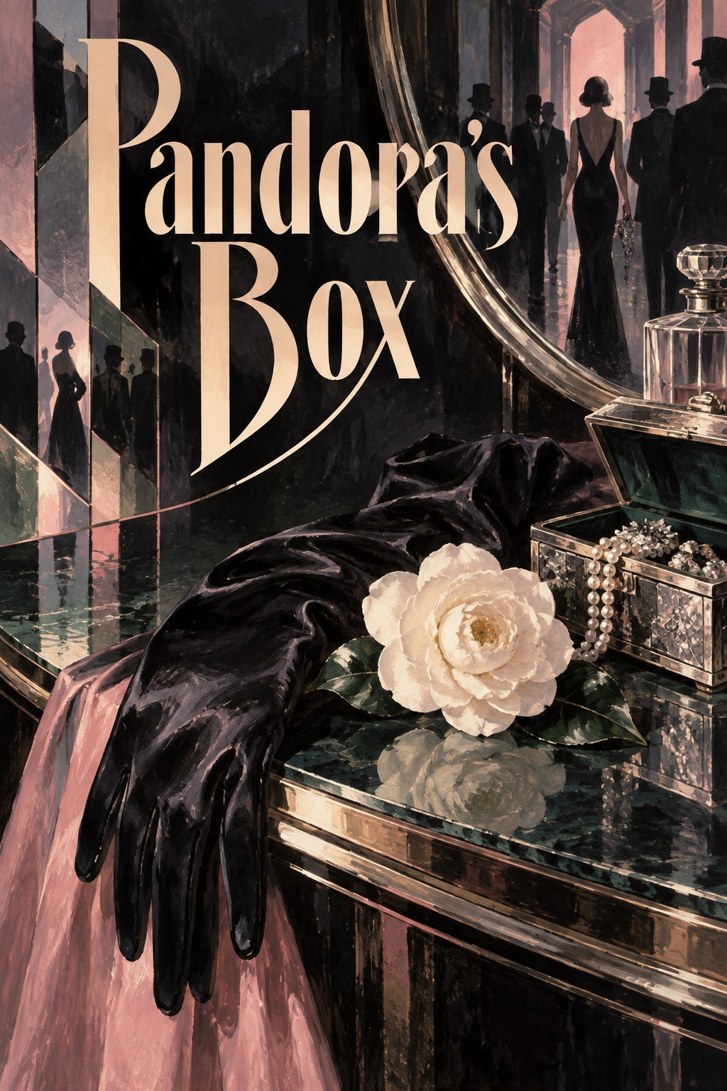 Pandora's Box — A glove and camellia rest beside an enigmatic dressing-room mirror.