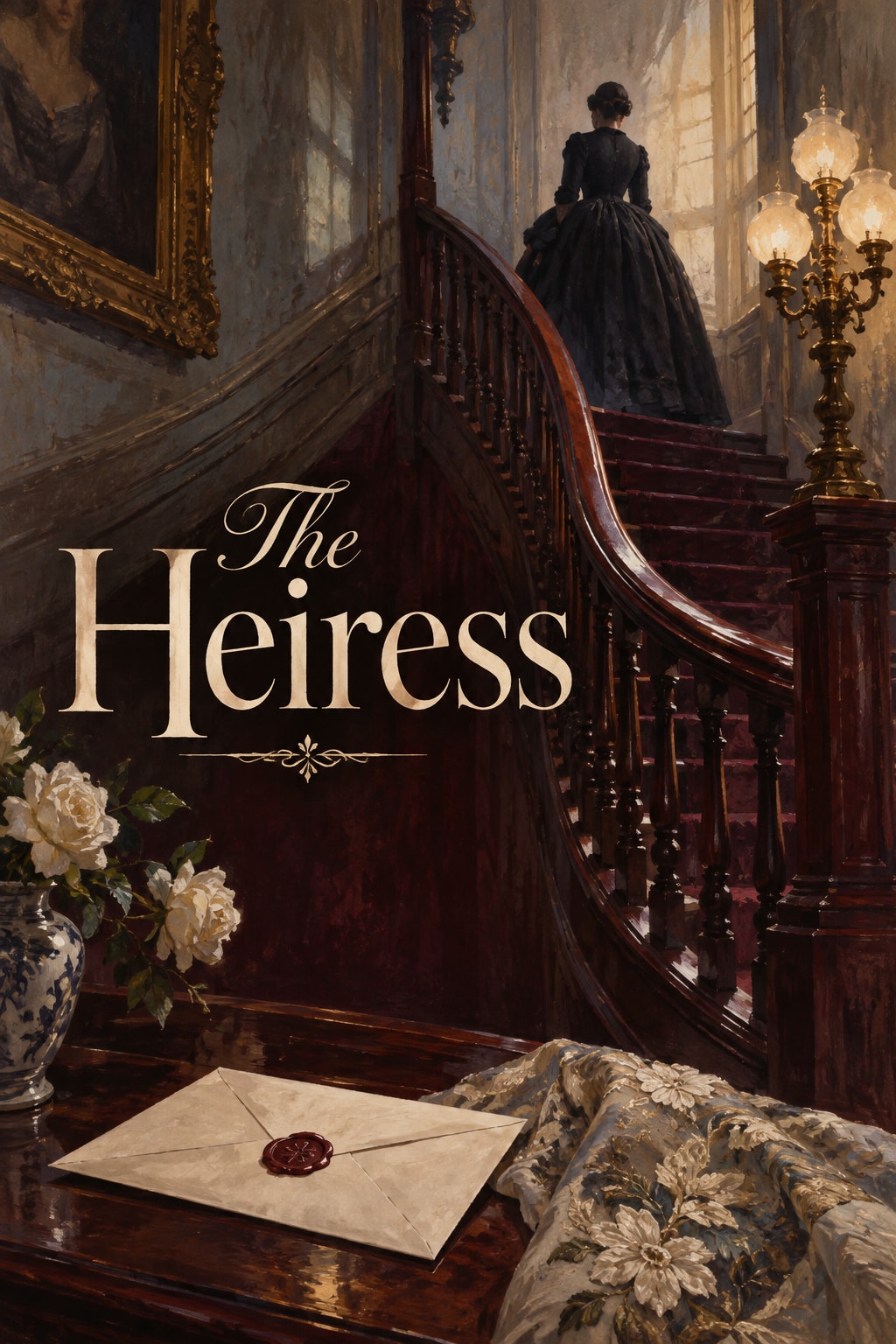 The Heiress — A letter lies near an imposing staircase in a quiet house.
