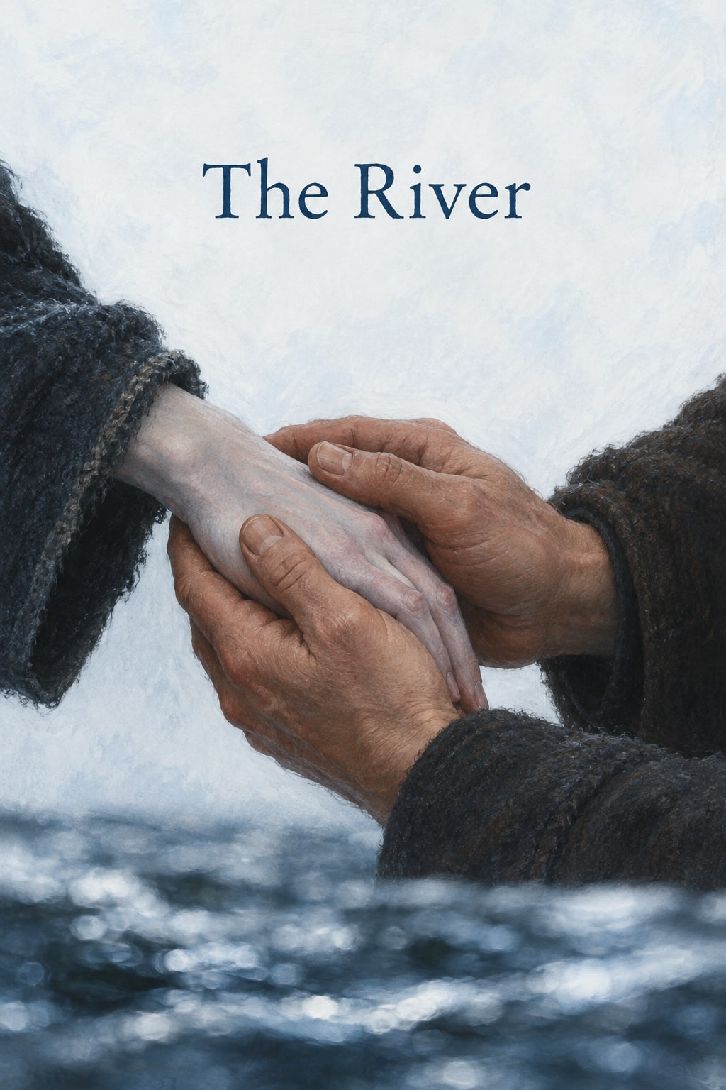 Two hands wrap around a cold hand in a close view.